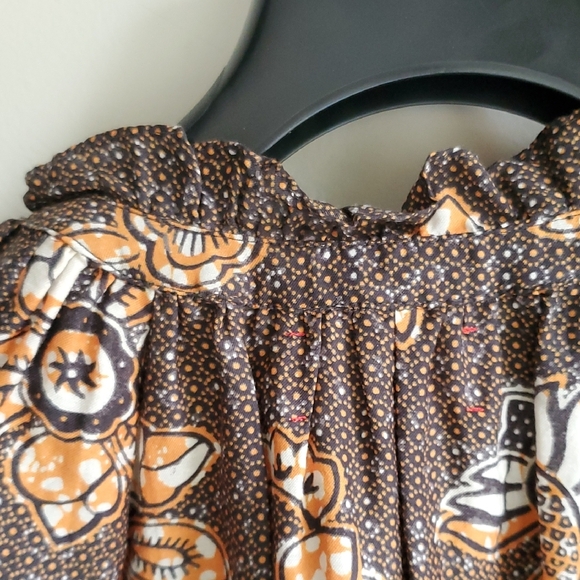 XiRENA NWT Silk Cotton 'Blair' Batik Floral Marigold Print Blouse Top  M - Picture 10 of 14